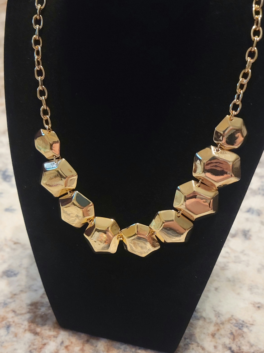 Gold Faceted Link Statement Necklace - Women Jewelry